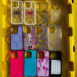 Lot of iPhone 15 Pro Phone Cases - Purple, Pink, Blue, Black